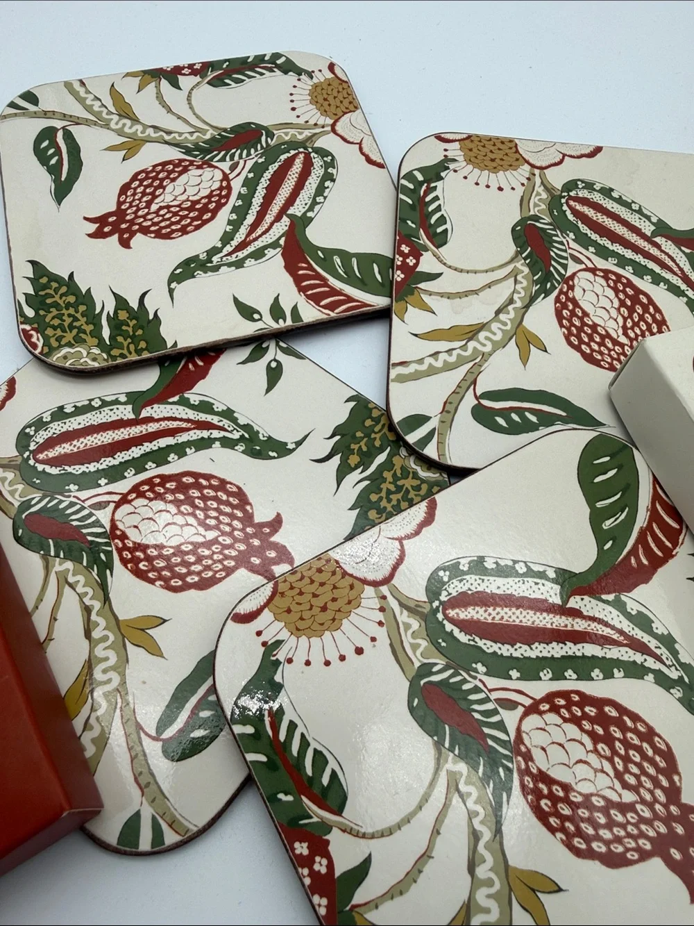 Williams Sonoma French Floral Hard Coasters Set of 4 2012 Original Box